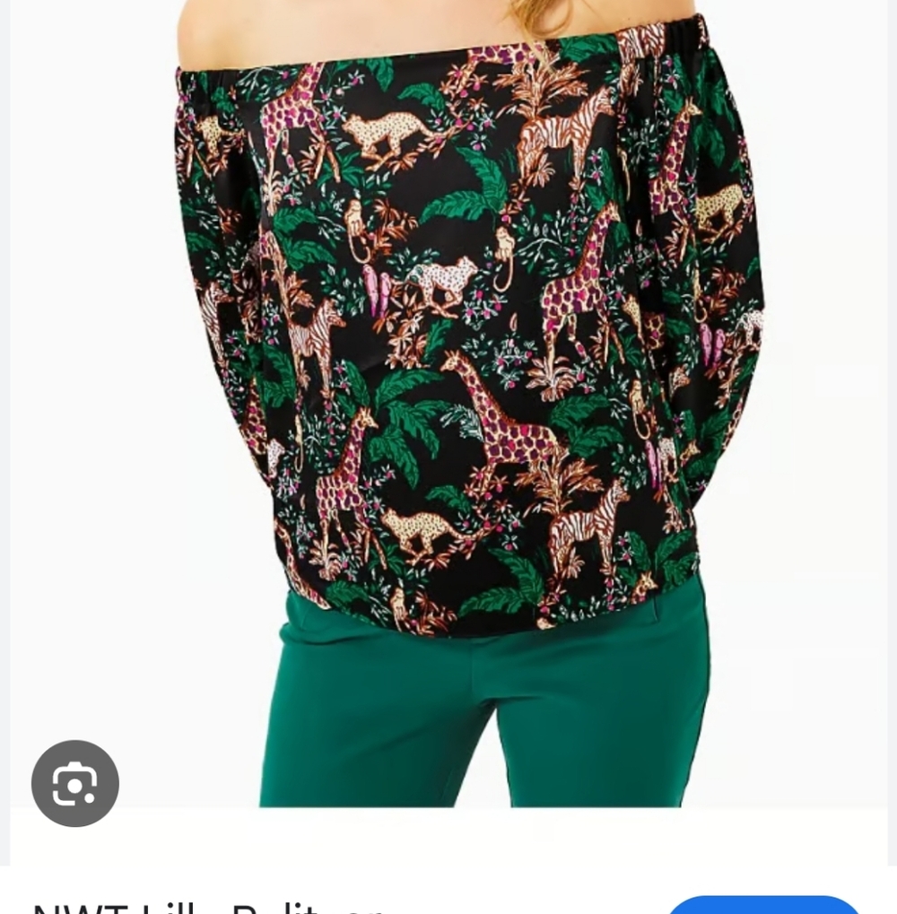 NWT Lilly Pulitzer Off Shoulder Elizabethany Long Slv Top Dancing In Moonlight